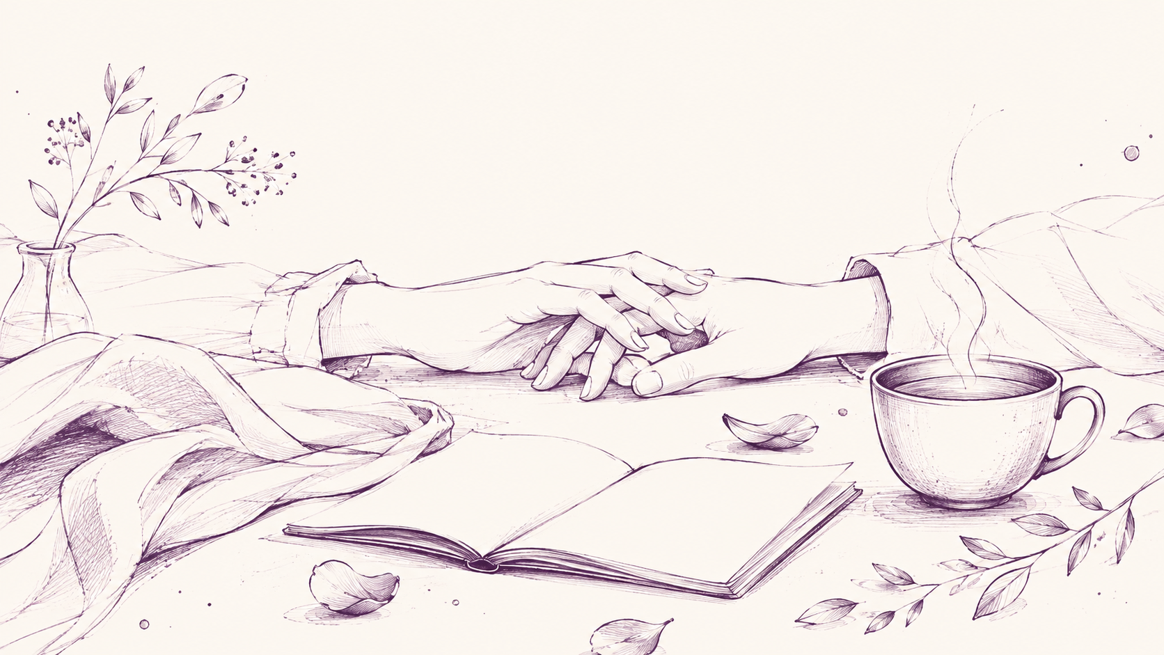 Deux mains qui se touchent sur une table