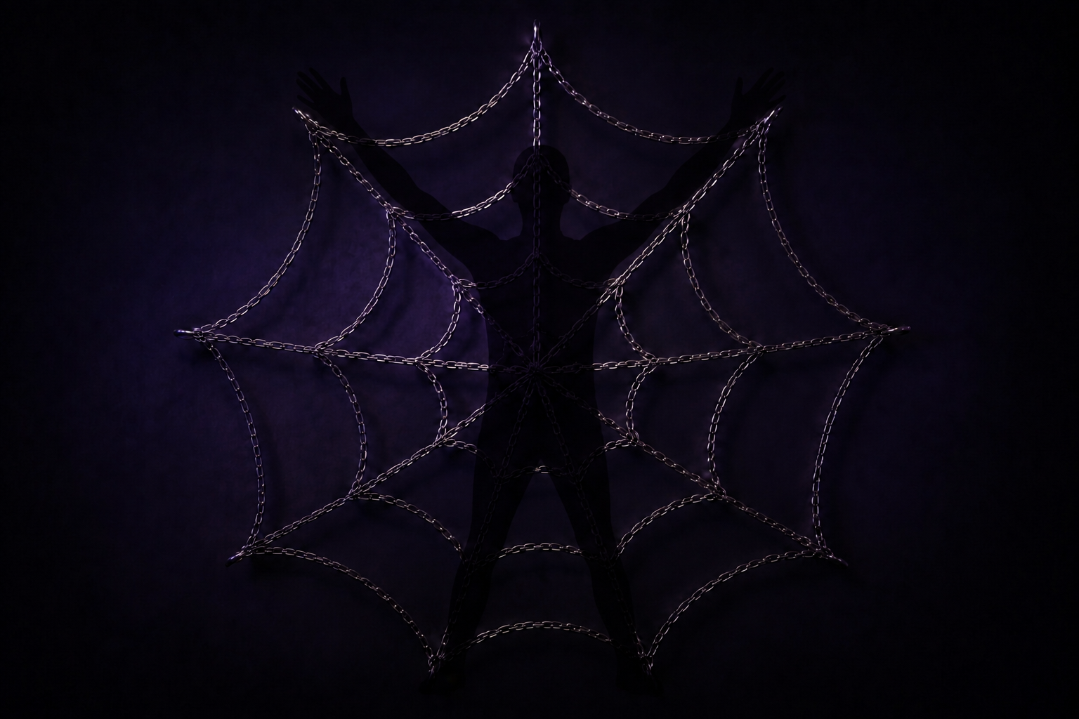 Toile de chaînes dans une lumière violette